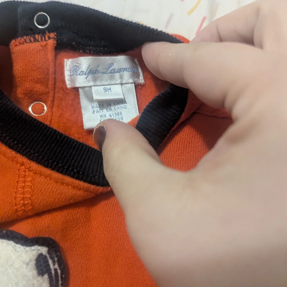 Ralph Lauren Kids Orange 'Class of 67' Puppy Sweatshirt